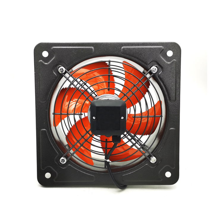 High efficiency fan case square wall exhaust flow ventilation axial fan